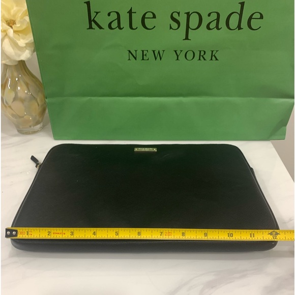 Kate Spade Black Leather Laptop Mac Book Notebook Sleeve Case - Picture 4 of 8